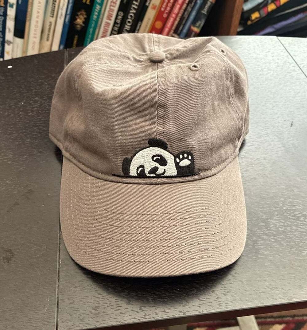 San Diego Zoo Peeking Panda Bear Grey Adjustable Cotton Baseball Cap